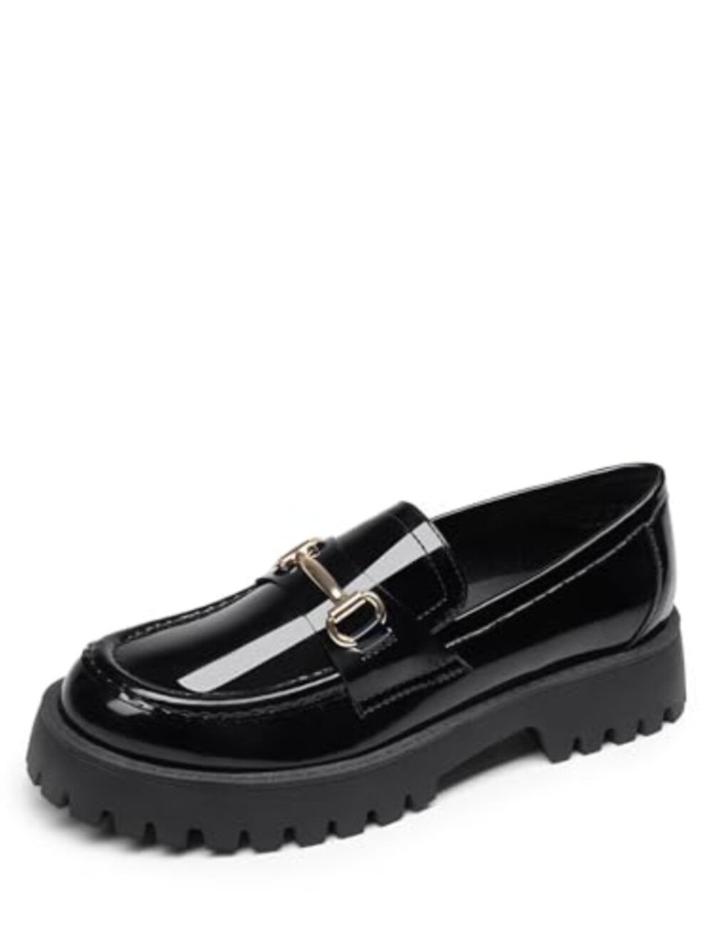 Women's Platform Loafers Faux Leather Slip-On Dress Shoes with Arch Support